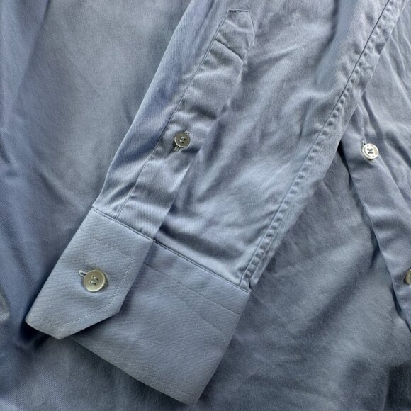 Eton Long Sleeve Button Up Shirt Men Cotton Designer Blue 16 Slim Woven Romania - Picture 14 of 16